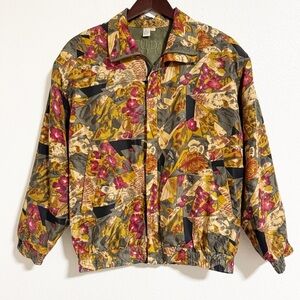 Vintage 80s Fuda International Silk Floral Bomber Jacket